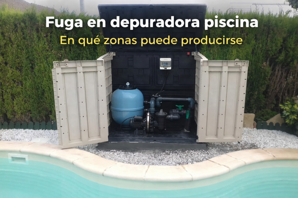 fuga en depuradora piscina sistema filtrado abierto