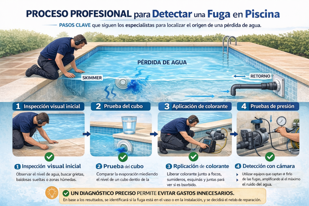 piscina sin fugas con revestimiento en perfecto estado