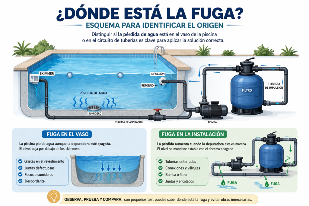 métodos profesionales para detectar fugas en piscinas paso a paso
