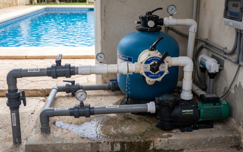Fuga en válvula selectora de piscina: causas y señales más habituales