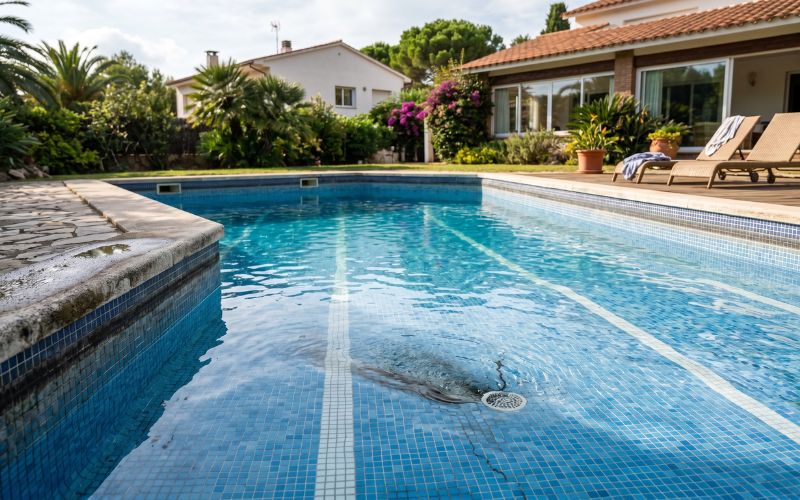 piscina perdiendo agua por el fondo de forma lenta