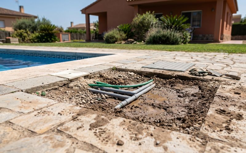 tuberías enterradas piscina posible fuga