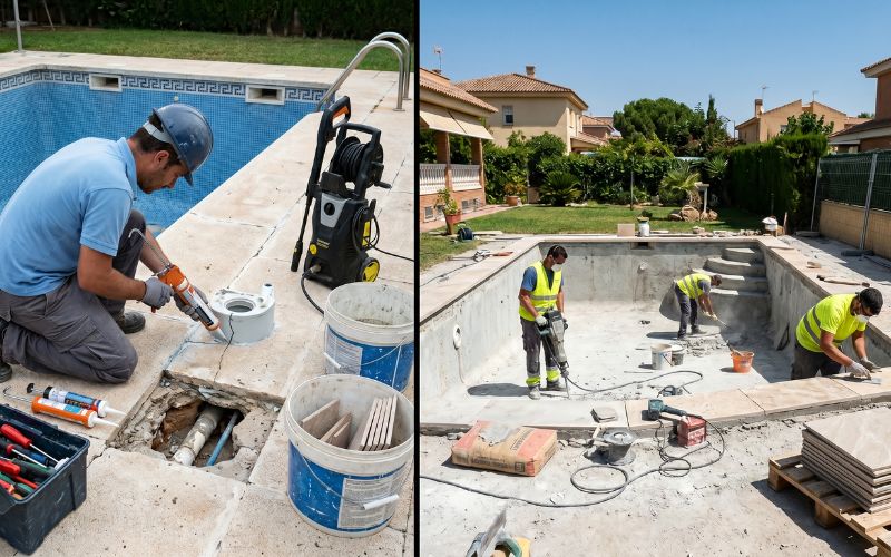 Reparar o reformar una piscina: qué opción elegir