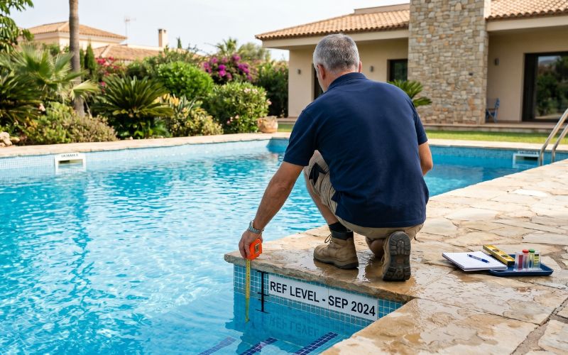 comprobación del nivel de agua para detectar fuga