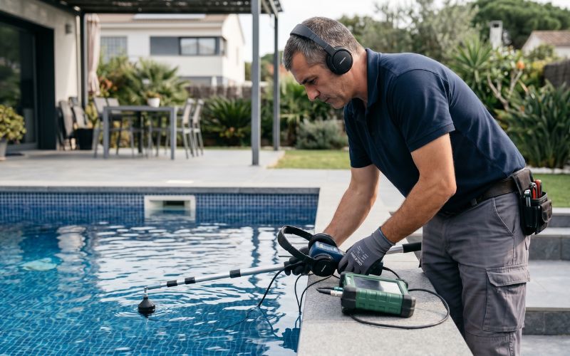 diagnóstico profesional de fuga en piscina