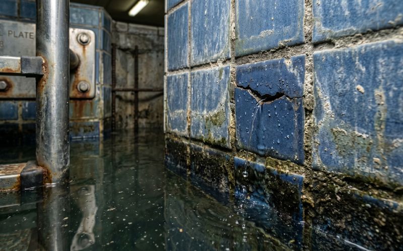 fisura en revestimiento de piscina antigua