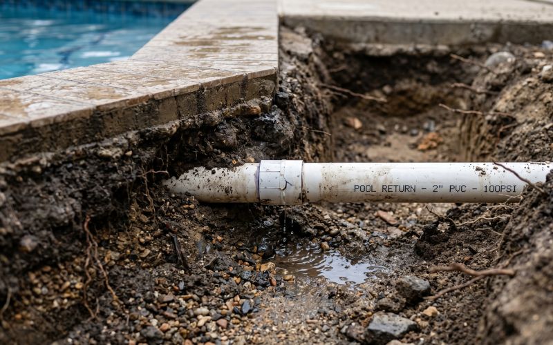 fuga en tubería enterrada de piscina