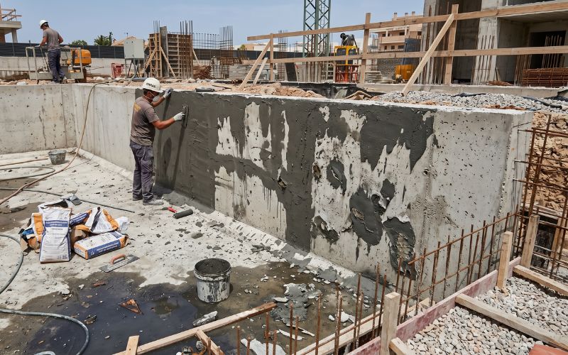 impermeabilización incorrecta durante construcción de piscina