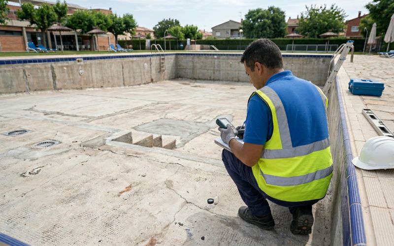 inspección previa antes de impermeabilizar una piscina