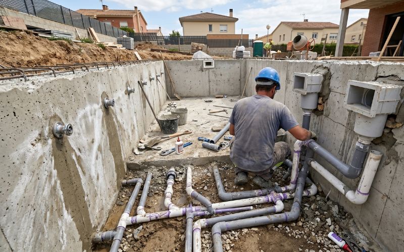 instalación incorrecta de accesorios en piscina