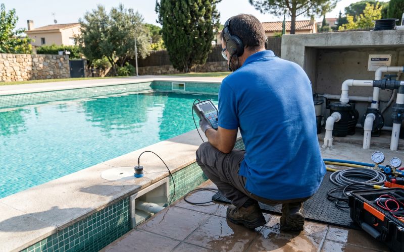 localización profesional de fuga en piscina
