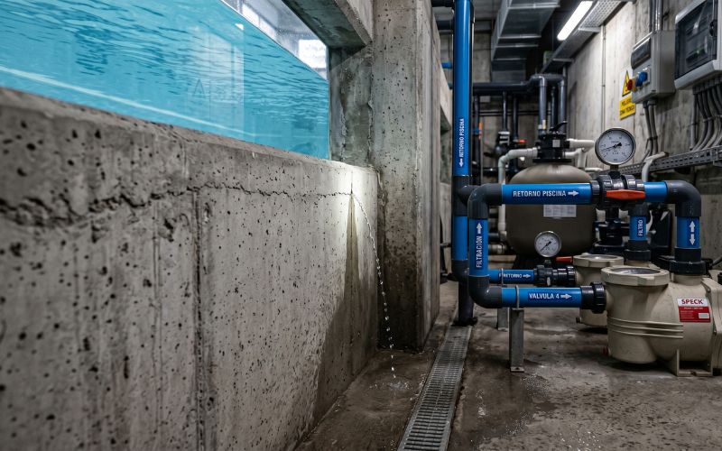 microfisura causando filtración en piscina