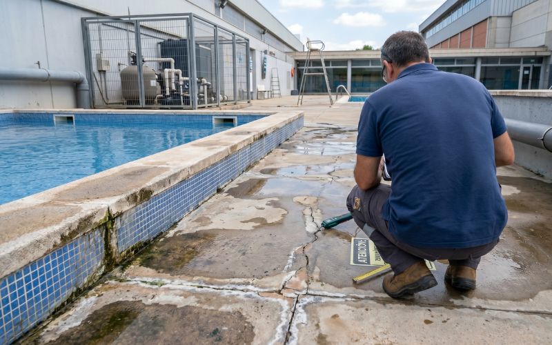 piscina con problemas recurrentes de pérdida de agua
