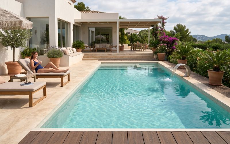 piscina reparada tras solucionar una fuga