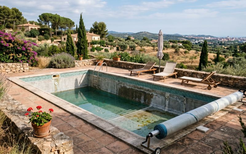 piscina residencial con pérdida de agua pendiente de detección profesional