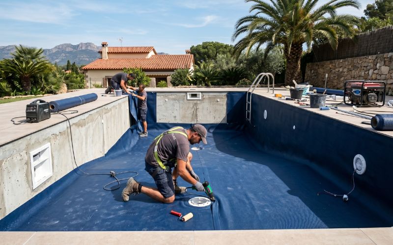 rehabilitación completa de piscina con lámina armada