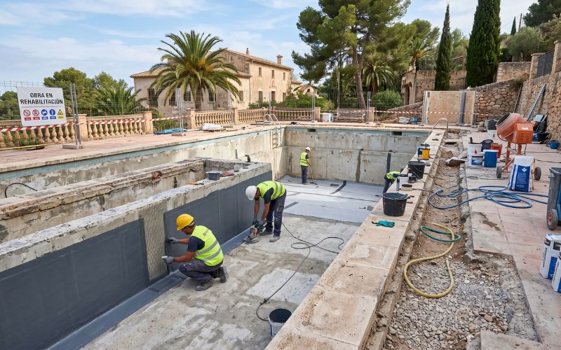 rehabilitación de piscina con problemas de estanqueidad